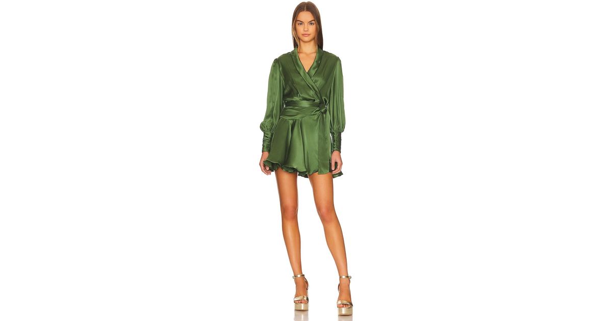 Zimmermann Silk Wrap Mini Dress in Forest (Green) Lyst