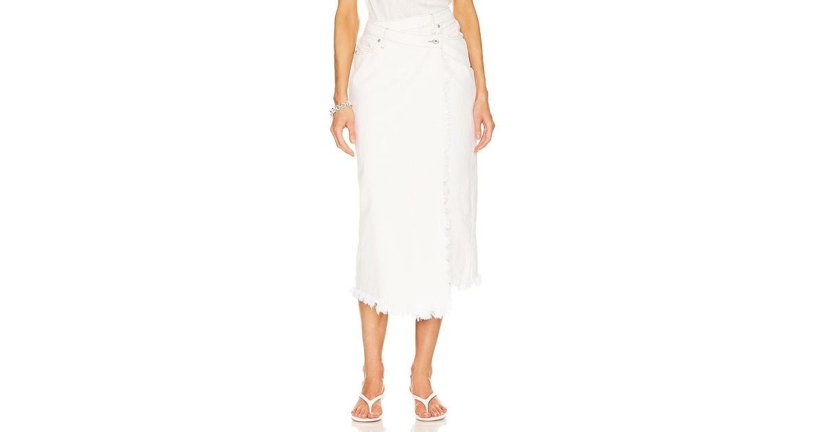 Jonathan Simkhai Piper Denim Midi Skirt in White | Lyst