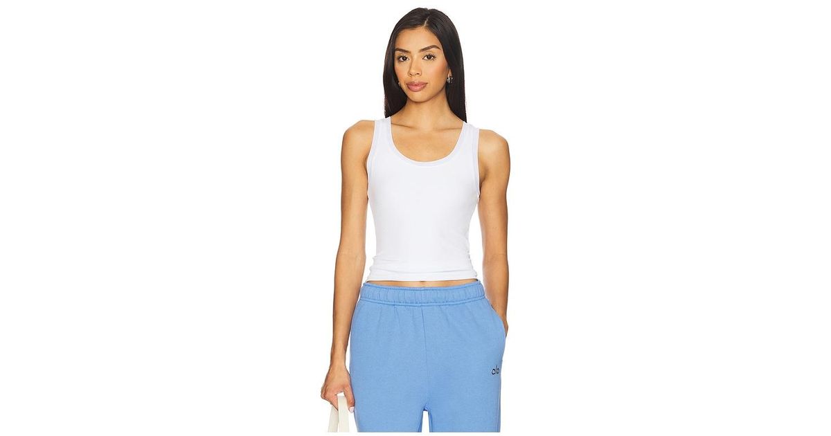 Alo Yoga Ribbed Mesh Secret Tank Top in Blue | Lyst UK