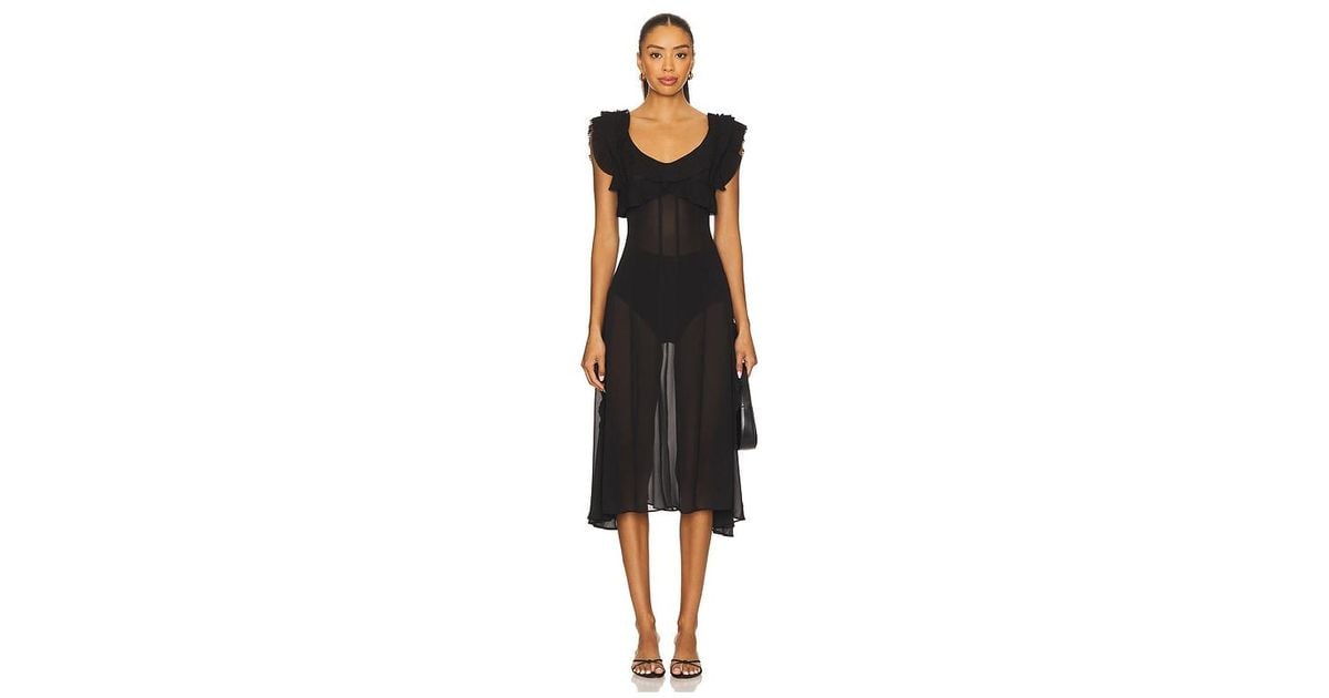 LPA Alice Midi Dress in Black | Lyst
