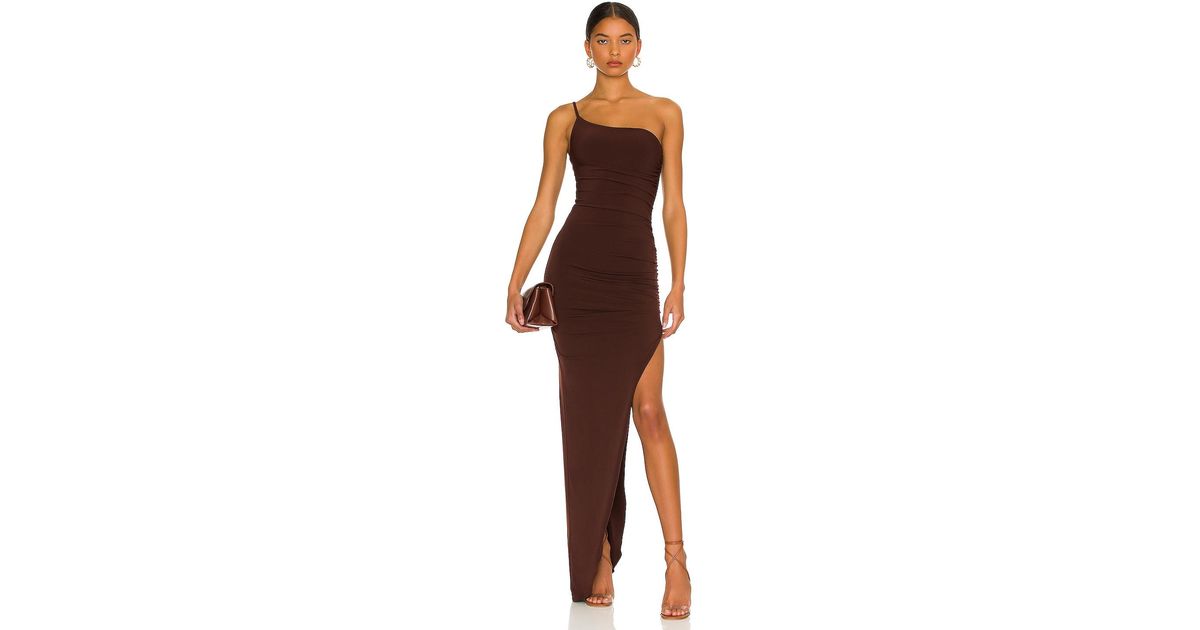 Nookie Synthetic Aria One Shoulder Gown in Chocolate (Brown) | Lyst