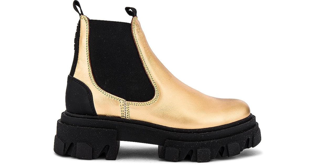 ganni boots black yellow