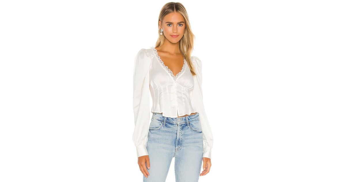 For Love \u0026 Lemons Elisa Blouse in White | Lyst UK
