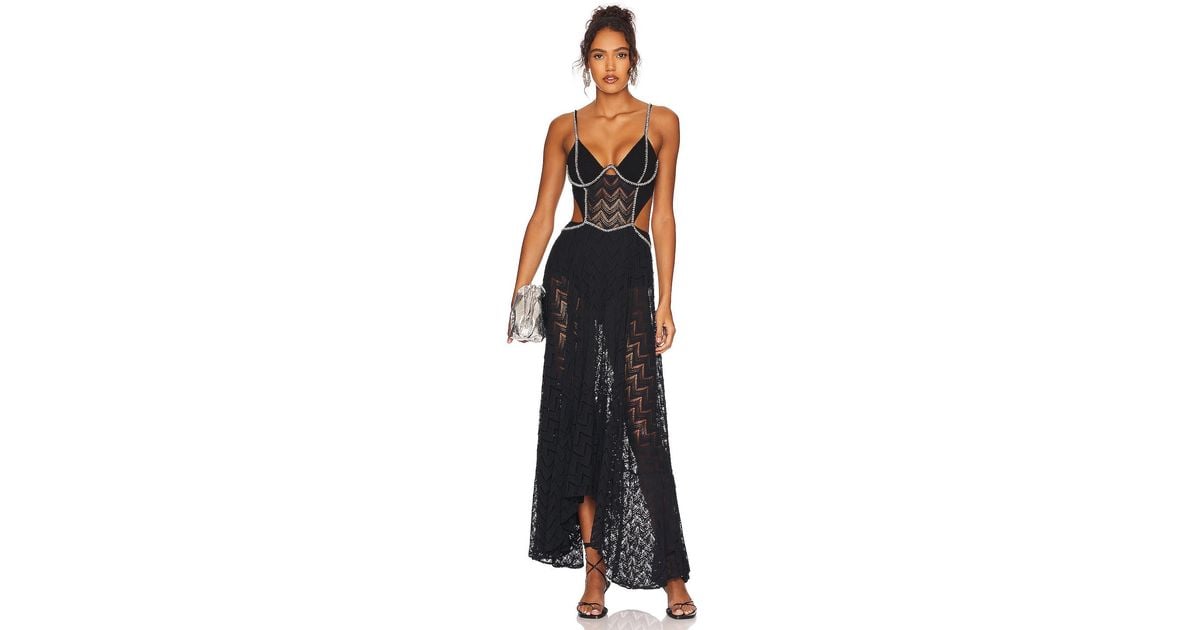 PATBO Synthetic X Alessandra Ambrosio Hand Beaded Bustier Maxi Dress in  Black | Lyst
