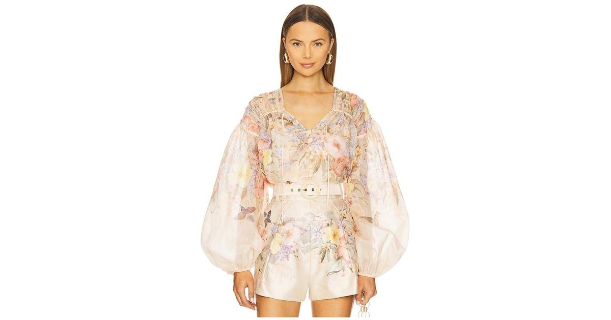 Zimmermann Illuminate Drawn Blouse in Natural | Lyst