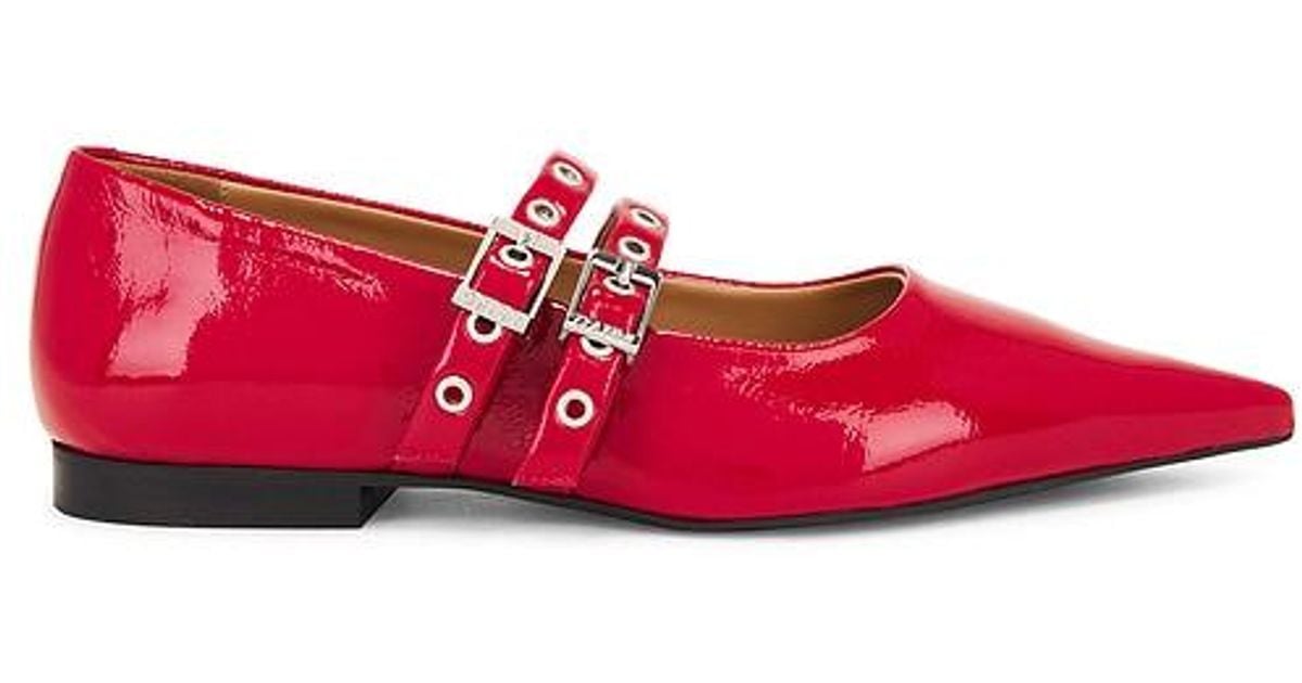 Ganni Eyelets Ballerina in Red | Lyst
