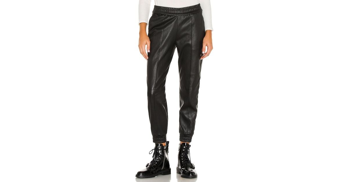 SPRWMN Leather Slim Fit Cuffed Jogger in Black | Lyst