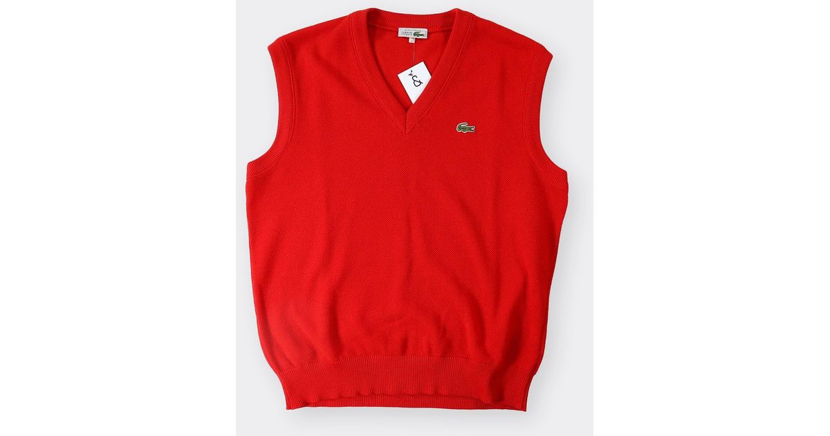 Lacoste Wool Vintage Sweater Vest in Red for Men | Lyst