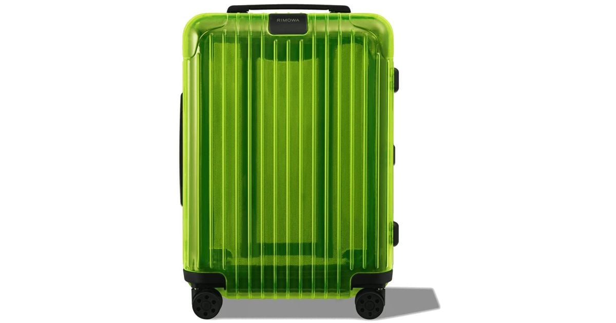 RIMOWA Leather Essential Cabin Neon Suitcase in Green | Lyst