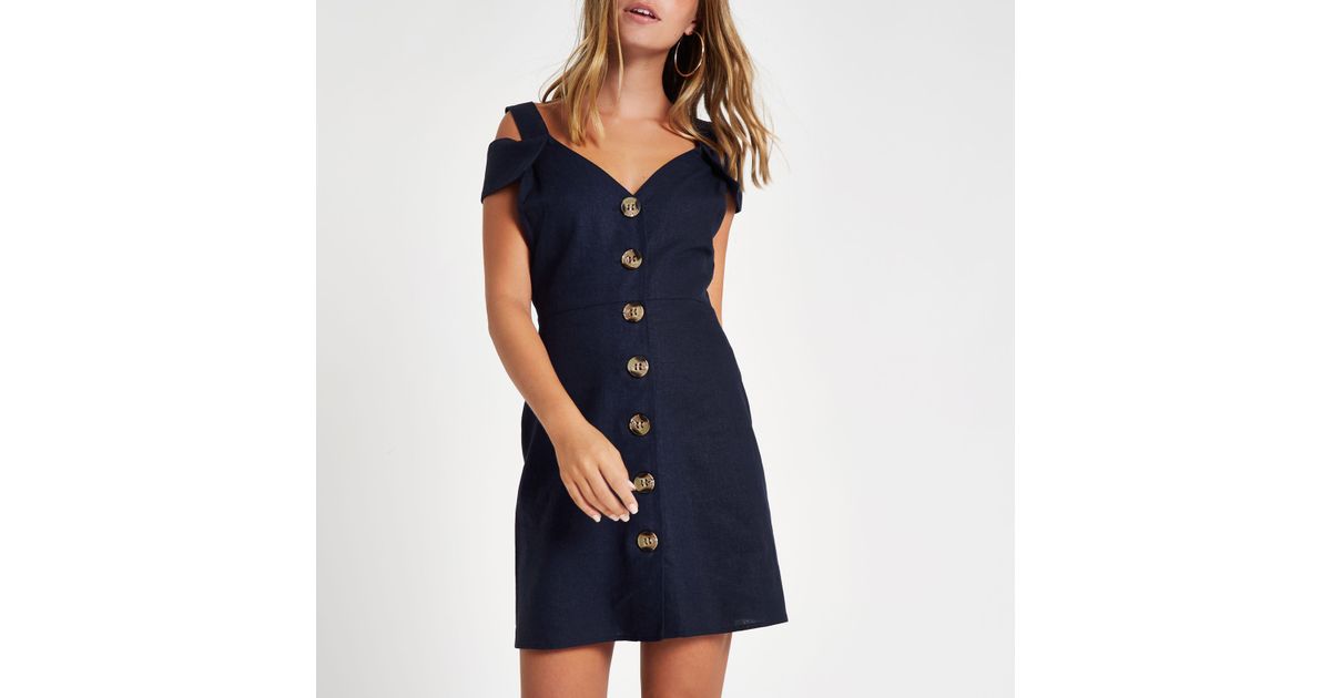 button front bardot dress