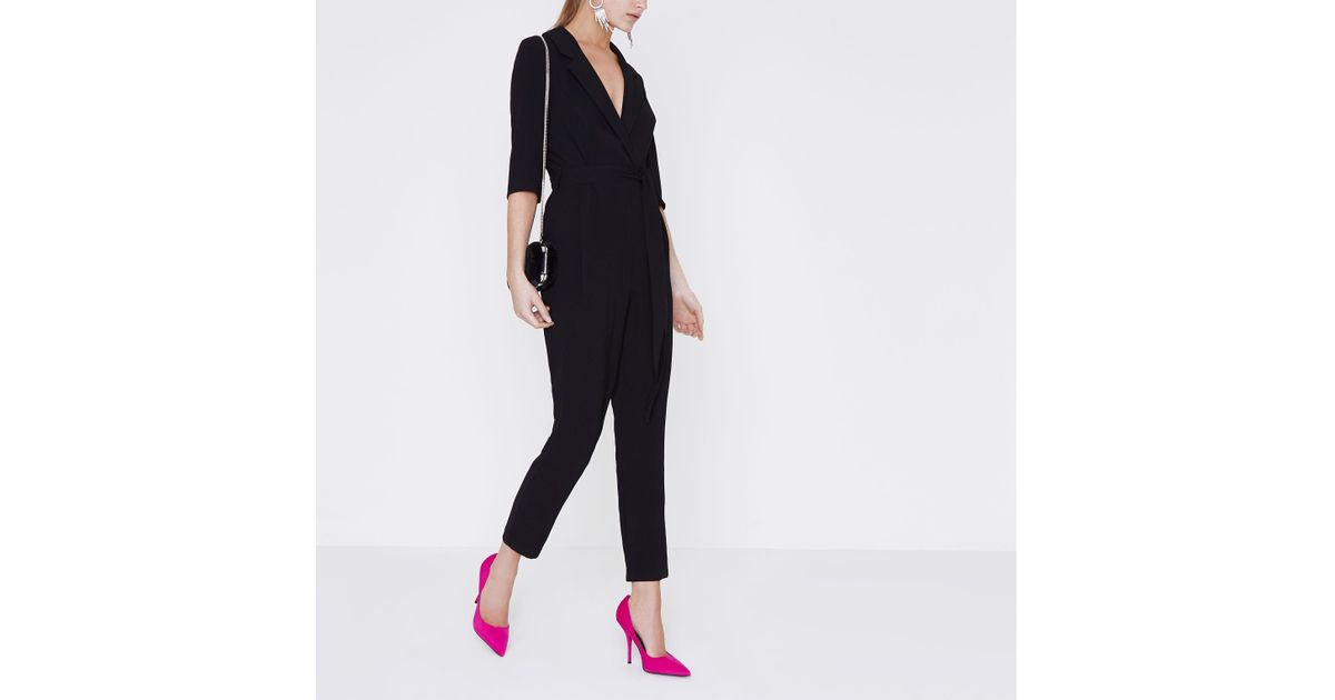 black three quarter jumpsuit