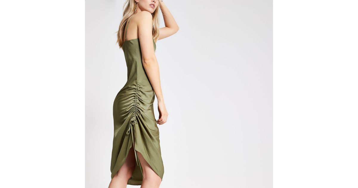 river island khaki midi dress