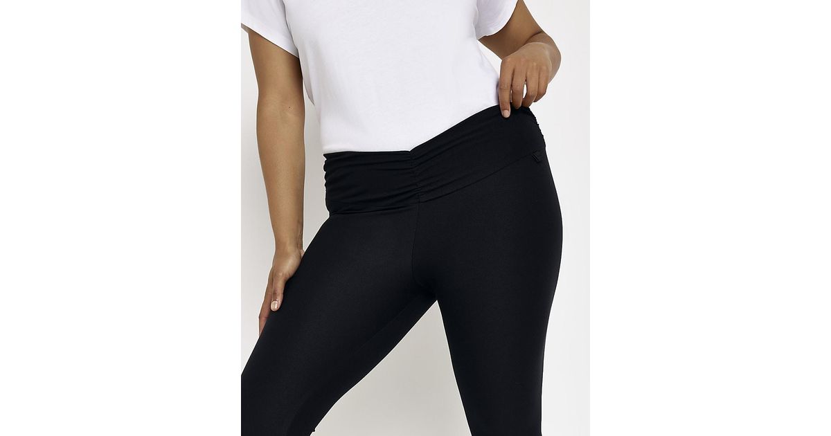 River Island Plus Black Ruched leggings Lyst UK