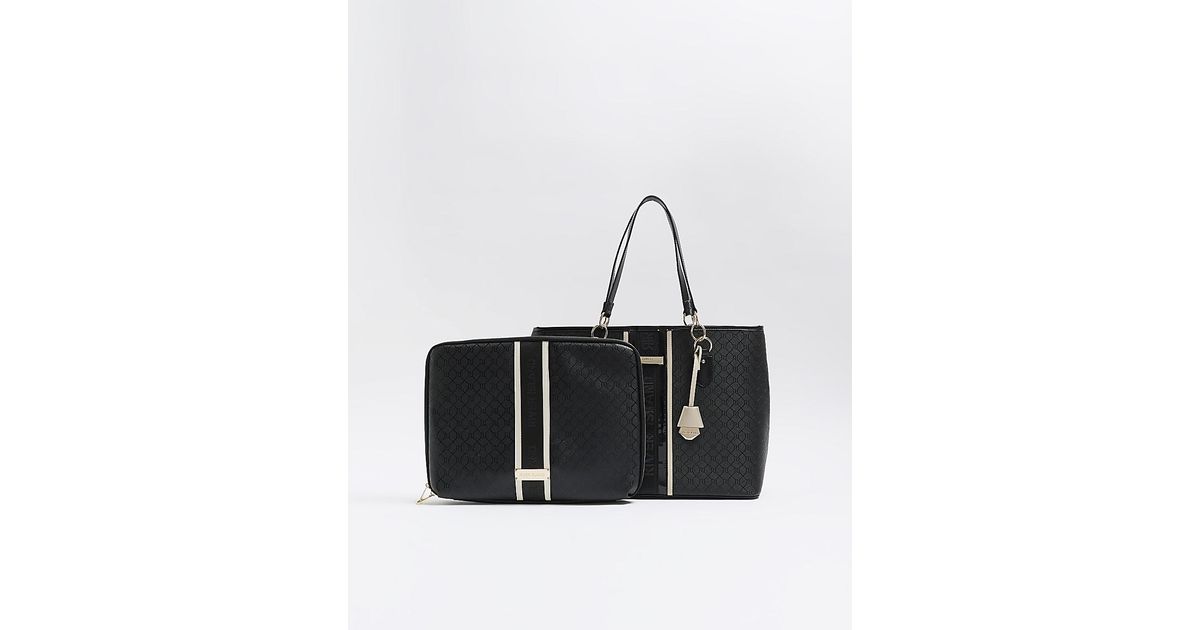 River Island Black Ri Monogram Shoulder Bag Bundle Lyst
