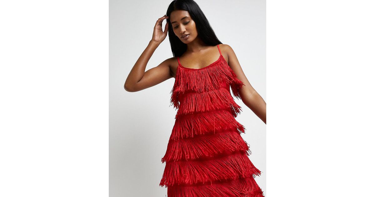 River Island Red fringe dress Dresses Images 2022