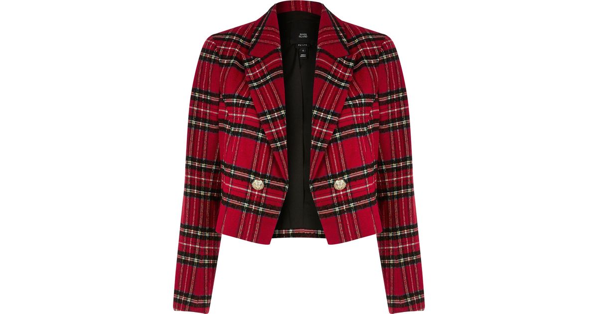 petite tartan blazer