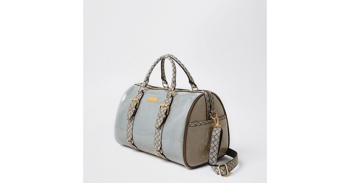 river island grey quilted bag