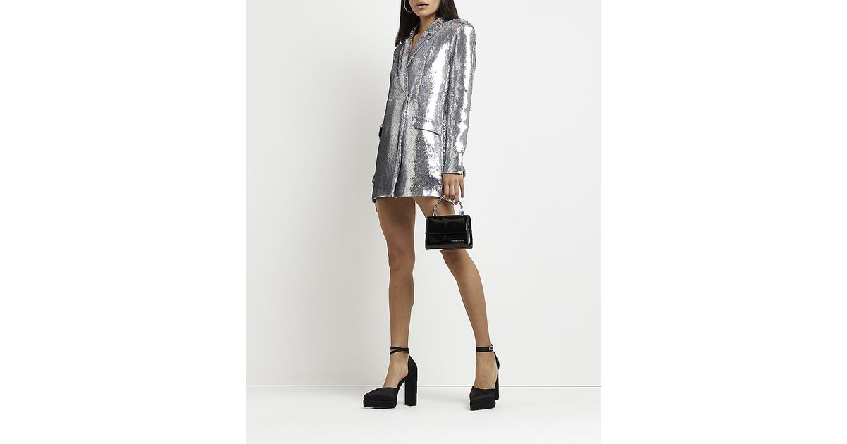River Island Sequin Blazer Playsuit in White Lyst
