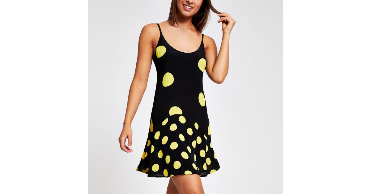 river island black spot dress