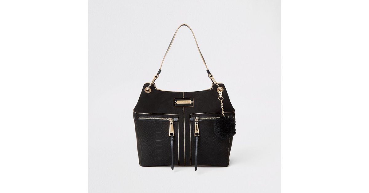 river island black croc bag