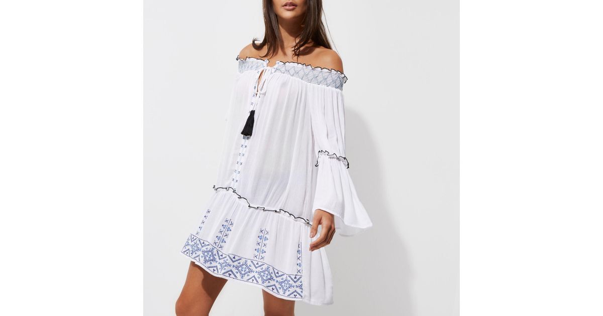 white embroidered beach dress