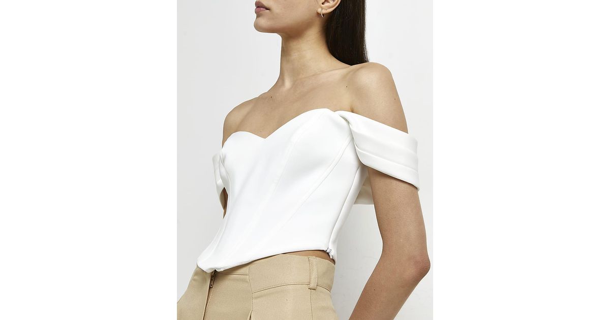 white bardot shirt top