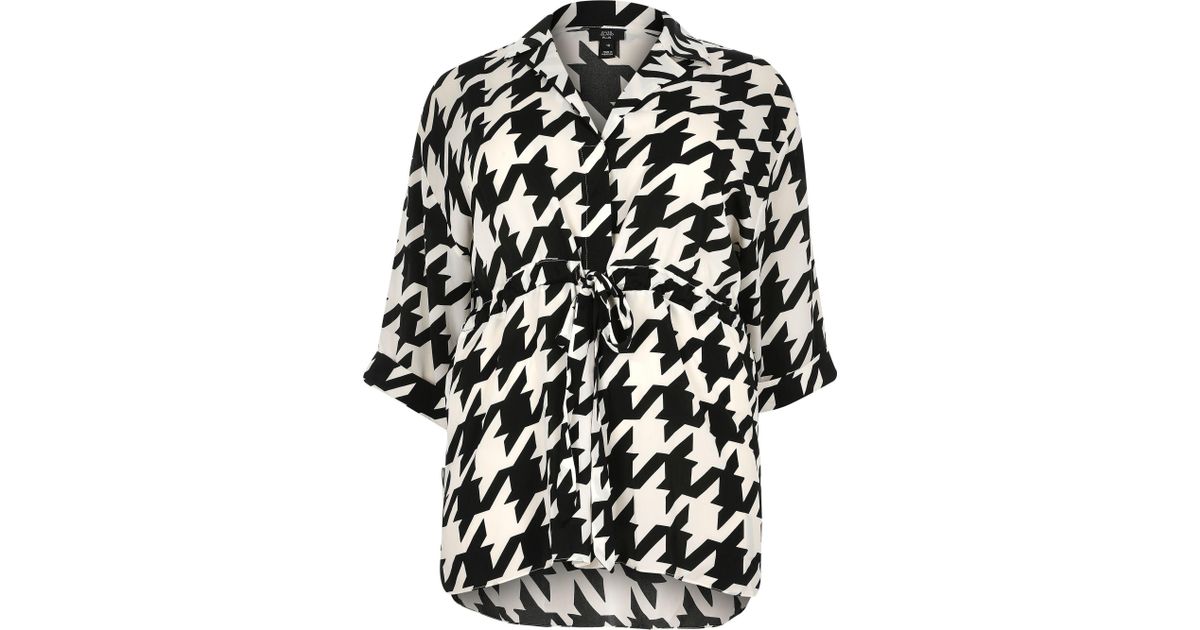 River Island Synthetic Plus Black Dogtooth Check Print Shirt Lyst