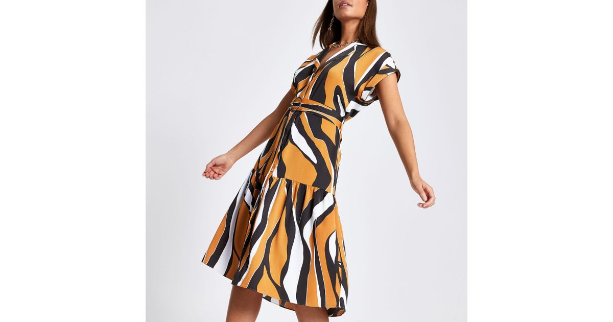 zebra print midi shirt dress