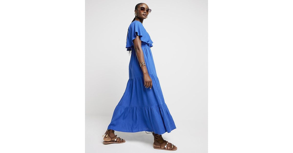 Blue frill dress sale