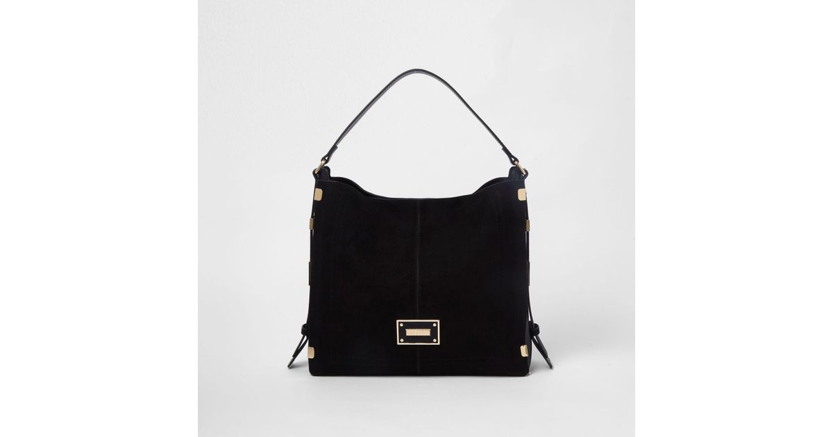 river island grey tab side slouch bag