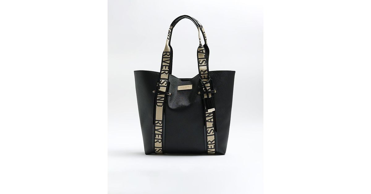 River Island Ri Handle Shopper Bag in Black | Lyst