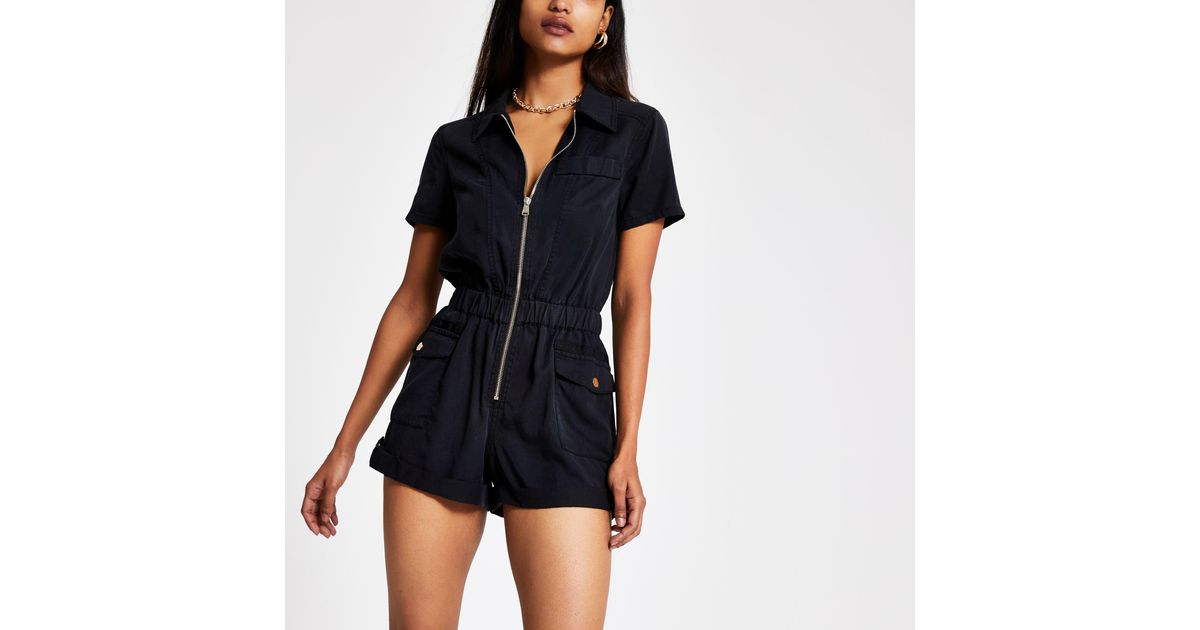 black utility playsuit