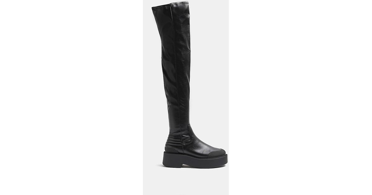 navy knee high boots river island