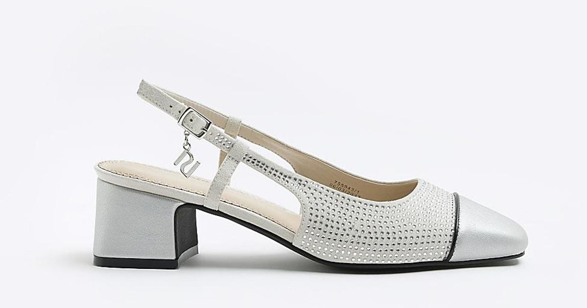River Island Heeled Slingback Shoes in White Lyst