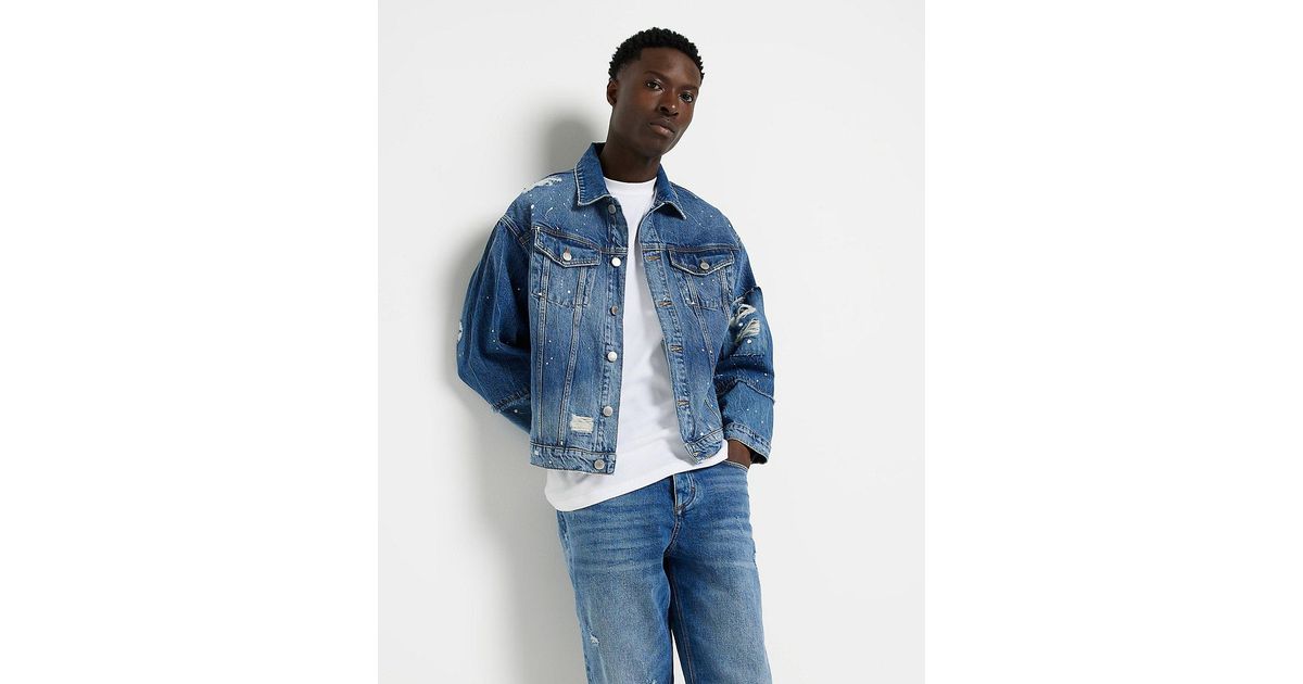 Oversized Fit Ripped Denim Jacket 