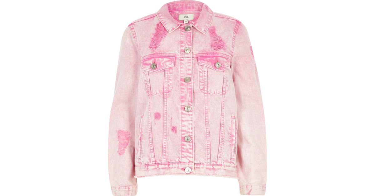 Posie Pink Acid Wash Denim Jacket