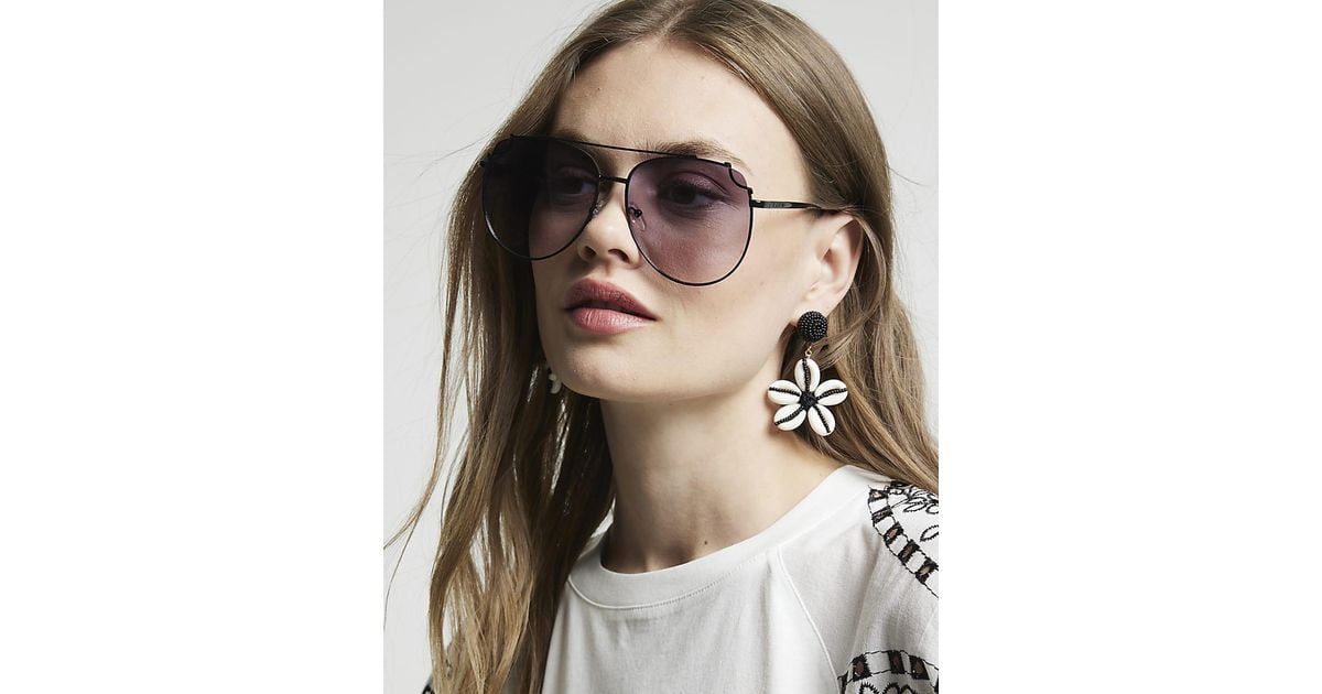 River Island Black Aviator Sunglasses Lyst UK