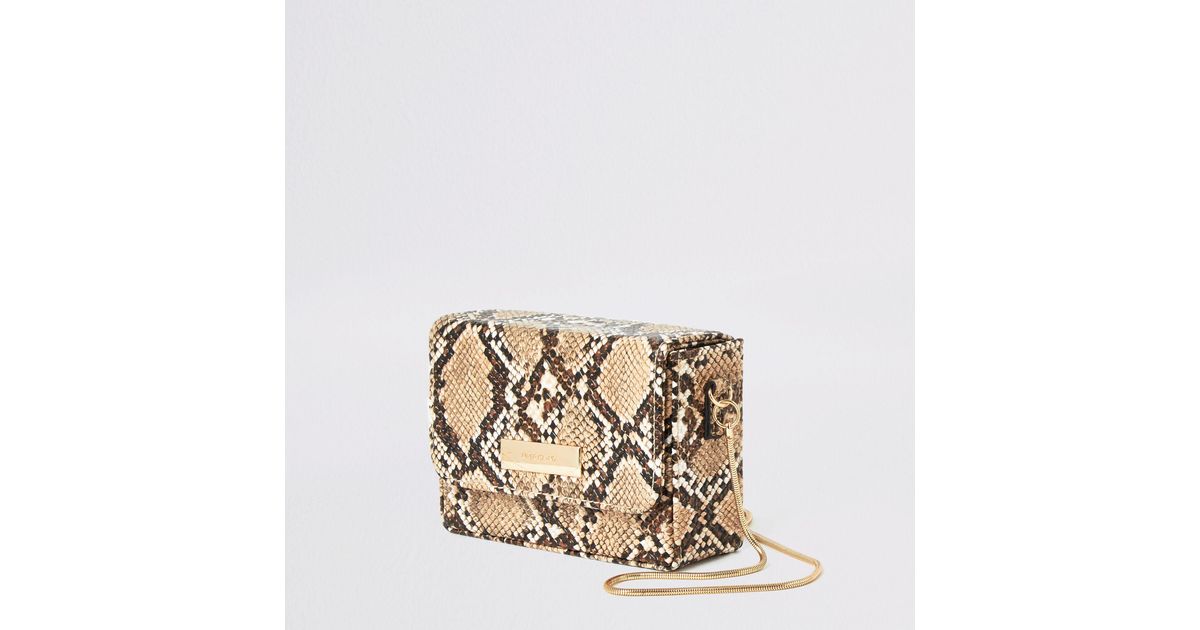 beige snake print bag