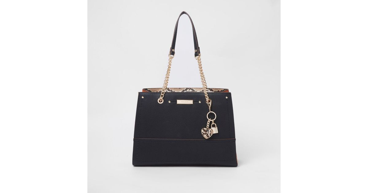river island black tote bag