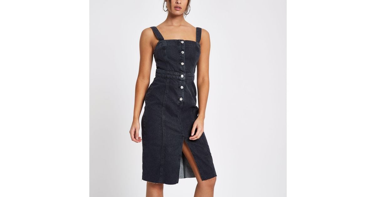 river island midi denim dress