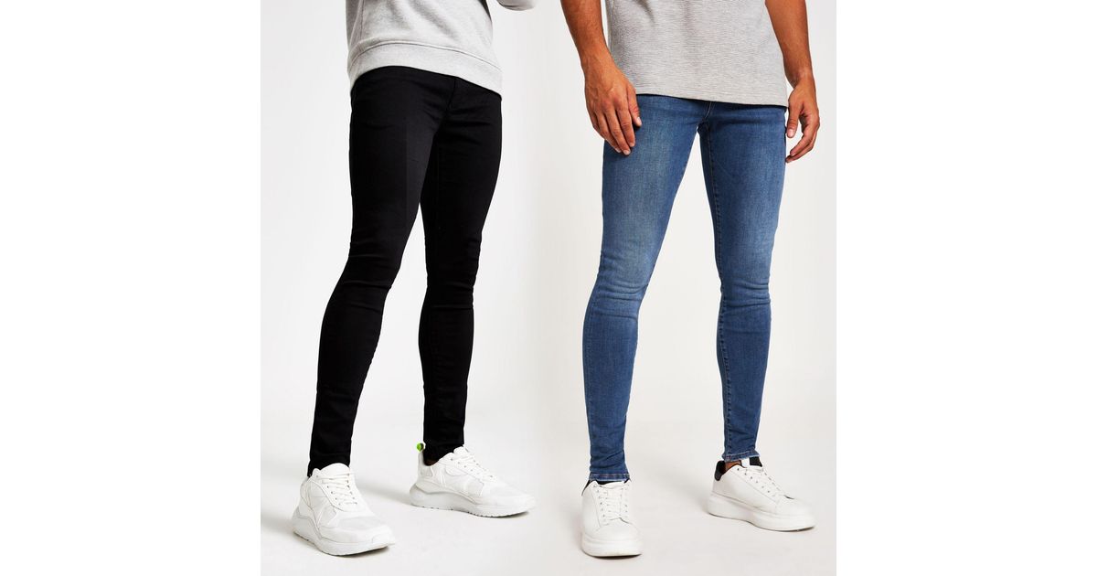 River Island Ollie Spray On Skinny Jeans 2 Pack in Black for Men | Lyst UK