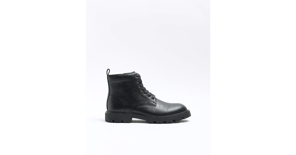faux leather combat boots