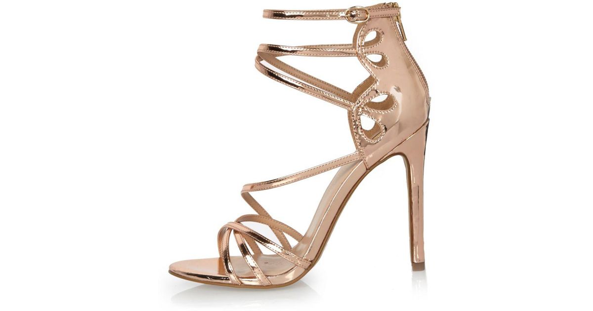 rose gold strappy shoes