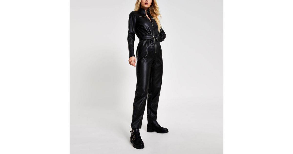 Faux Leather Boiler Jumpsuit 