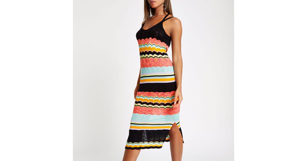 river island black print dress