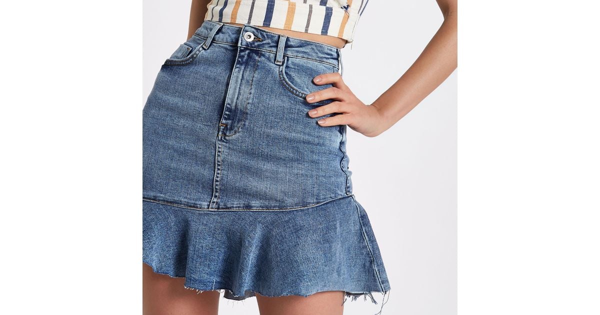 denim frill skirt