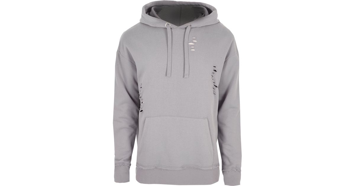 distressed grey hoodie
