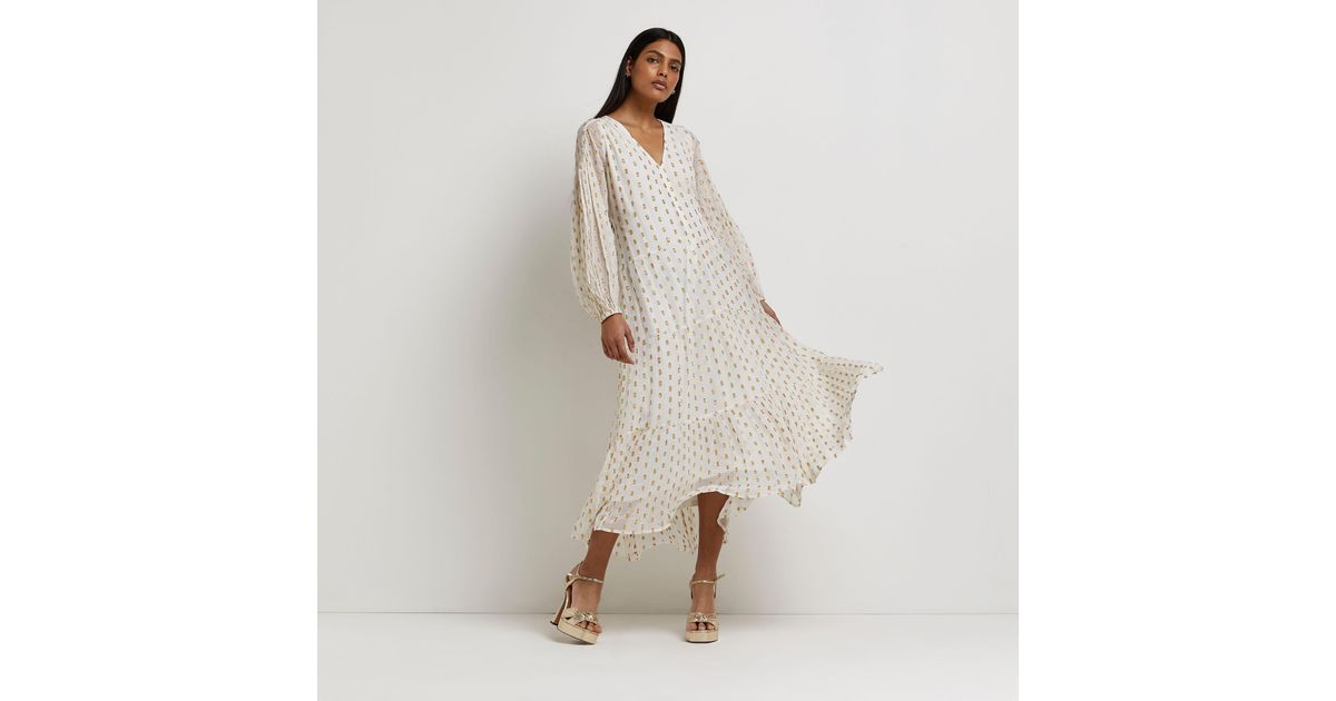 river island polka dot dress brown