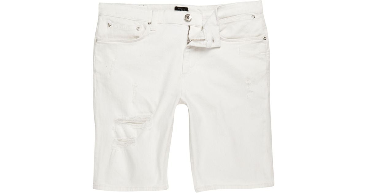 river island white denim shorts