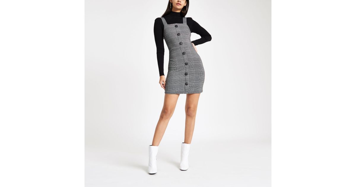 river island check pinafore